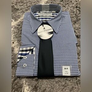 Blue Gingham Stretch Modern Fit Dress Shirt